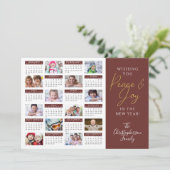 2022年カレンダースクリプトPEACE AND JOYフォトコラージュ シーズンカード (スタンド正面)