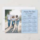 2022年カレンダー淡い青2写真新年おめでとう シーズンカード (正面)