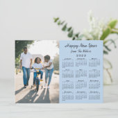 2022年カレンダー淡い青2写真新年おめでとう シーズンカード (スタンド正面)