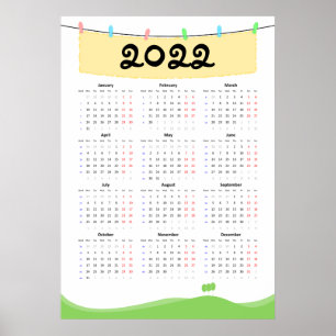2022年カレンダー ポスター - 月曜日始まり