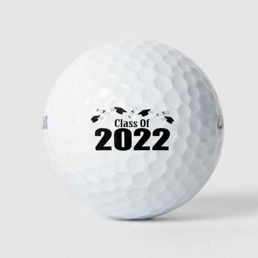 2022年キャップと卒業証書のクラス(黒) ゴルフボール (正面)