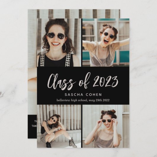 2022年クラス写真コラージュカスタム卒業式 案内状 (正面/裏面)