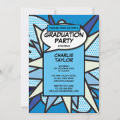 2022年クラス卒業パーティー漫画おもしろいブルー 招待状 (正面)