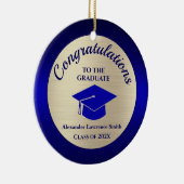 2022年クラス卒業ブルー金ゴールド写真 セラミックオーナメント (右)