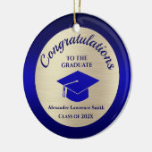 2022年クラス卒業ブルー金ゴールド写真 セラミックオーナメント (左)