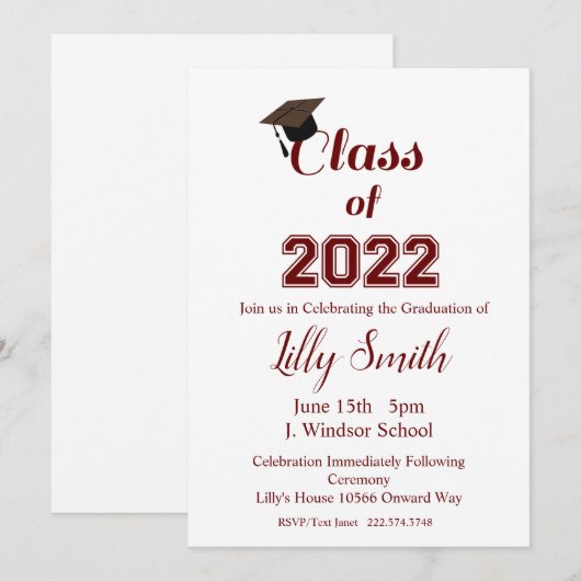 2022年クラス招待状 招待状 (正面/裏面)