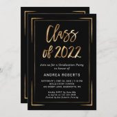 2022年クラス黒金ゴールド写真卒業パーティー 招待状 (正面/裏面)