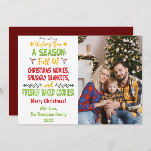 2022年クリスマス映画のシーズン、家族写真 シーズンカード (正面/裏面)
