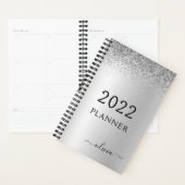 2022年シルバー ブラック グリッター ガーリー モノグラム プランナー手帳 (ディスプレー)