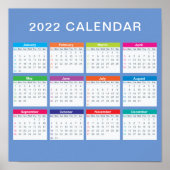 2022年シンプルのカレカラフルンダー |ポスター ポスター (正面)