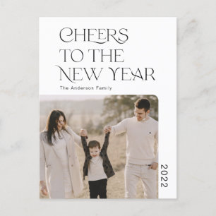 2022年シンプルの新年の家族写真の応援 ポストカード