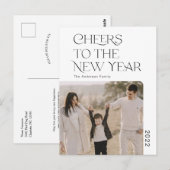 2022年シンプルの新年の家族写真の応援 ポストカード (正面/裏面)