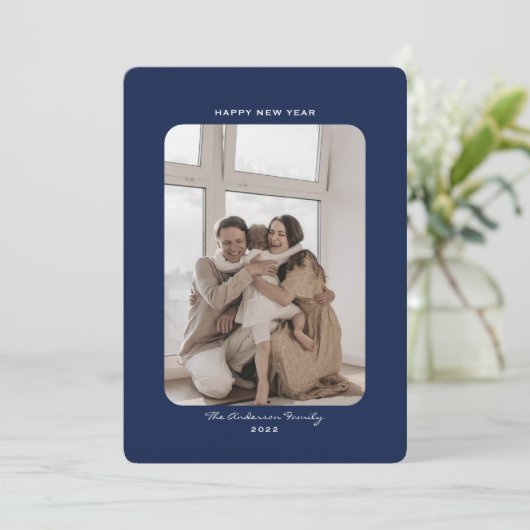 2022年シンプル初のミニマル・クリーン・ハッピーニューイヤー写真 シーズンカード (スタンド正面)