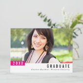 2022年シンプル卒業モダンミニマル国旗ピンク サンキューカード (スタンド正面)