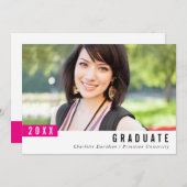 2022年シンプル卒業モダンミニマル国旗ピンク サンキューカード (正面/裏面)