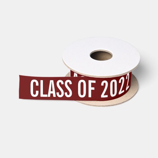 2022年タイポグラフィマルーン白人大学院 サテンリボン (リール)