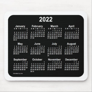 2022年ネオンホワイトカレンダー(1月2日) マウスパッド