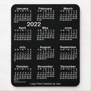 2022年ネオンホワイトラージプリントカレンダー(Janz) マウスパッド