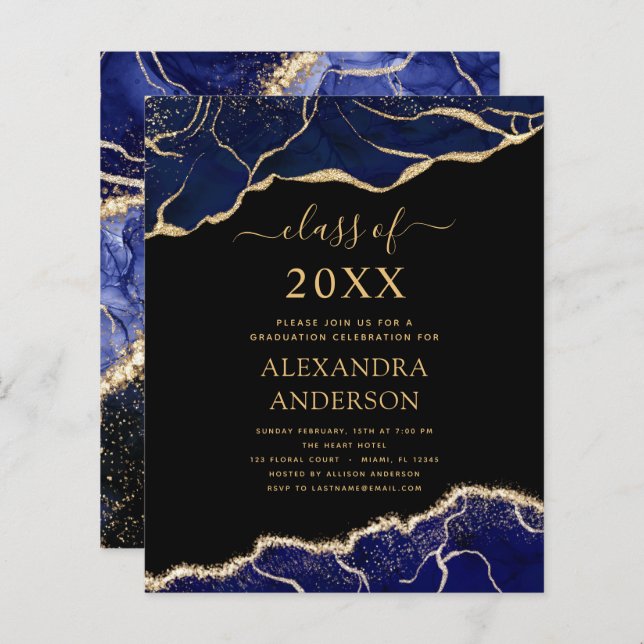 2022年ネービー・ブルーの予算計画卒業クラス (正面/裏面)