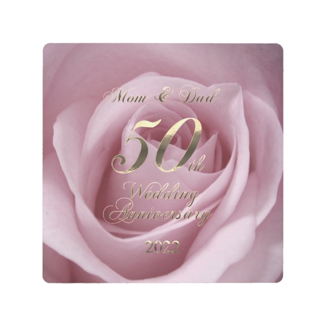 2022年バラ結婚ゴールデン50周年両親 メタルプリント (正面)