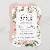 2022年ピンクローズかわいらしフローラ卒業 招待状 (正面/裏面)