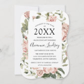 2022年ピンクローズかわいらしフローラ卒業 招待状 (正面)