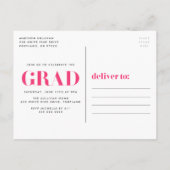 2022年ピンク・レタリング・フォト卒業パーティー インビテーションポストカード (裏面)