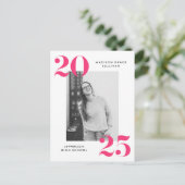 2022年ピンク・レタリング・フォト卒業パーティー インビテーションポストカード (スタンド正面)