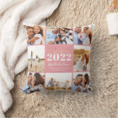 2022年モダンのピンク・スクリプト卒業写真クラス クッション (ブランケット)