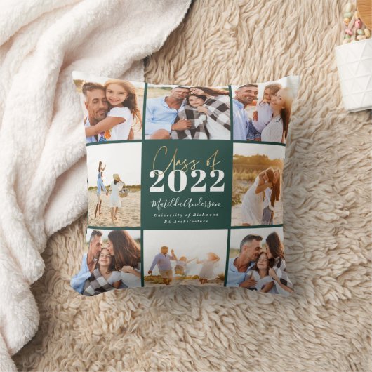2022年モダンの緑の台本卒業写真クラス クッション (ブランケット)