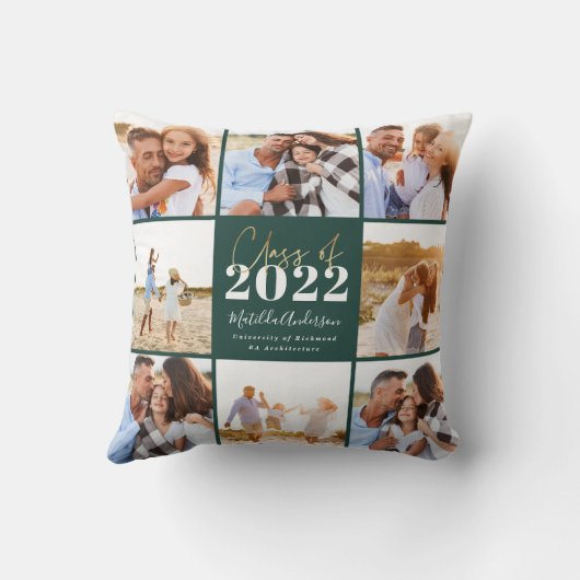 2022年モダンの緑の台本卒業写真クラス クッション (裏面)