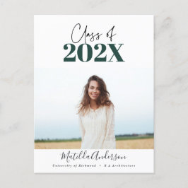 2022年モダンの緑の台本卒業写真クラス ポストカード