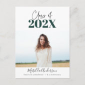 2022年モダンの緑の台本卒業写真クラス ポストカード (正面)
