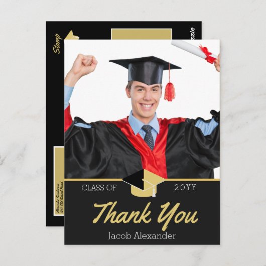 2022年モダン写真卒業クラスありがとう ポストカード (正面/裏面)