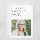 2022年モダン卒業のグリーンミニマリストクラス 招待状 (正面)