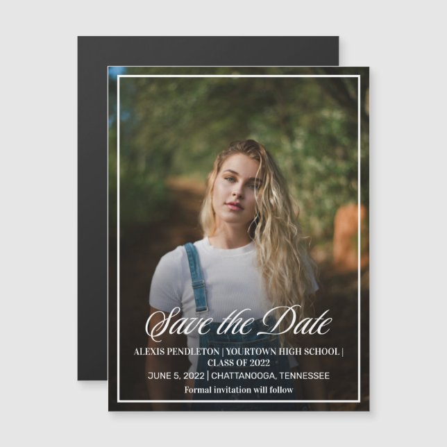 2022年モダン卒業写真のクラス救日付 (正面/裏面)