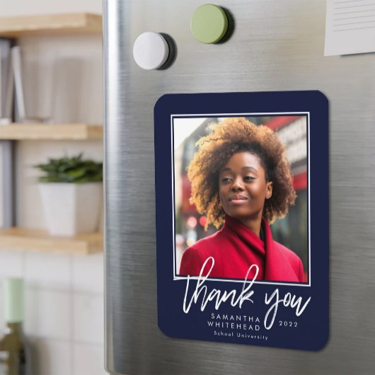 2022年モダン卒業生Photo Navy Blue Thank You マグネット