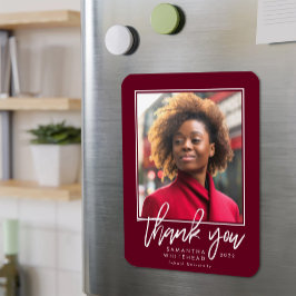 2022年モダン卒業Photo Burgundy Thank マグネット