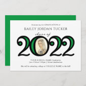 2022年モダン学色写真グリーン卒業 案内状 (正面/裏面)