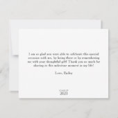 2022年モダン学色緑の写真卒業 サンキューカード (裏面)