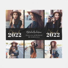 2022年モダン黒脚本卒業写真クラス フリースブランケット