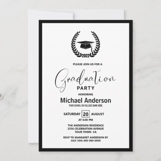 2022年リース及びモルタルボード卒業パーティー 招待状 (正面)