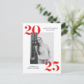 2022年レッはっきりしたドレタリング写真卒業パーティー インビテーションポストカード (スタンド正面)