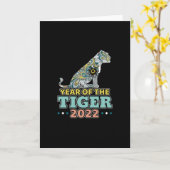 2022年中国の初め – ホワイトタイガー カード (黄色い花)