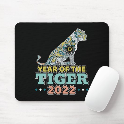 2022年中国の初め – ホワイトタイガー マウスパッド (マウス)