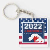 2022年中期選挙RED WAVE US Flag キーホルダー (正面)