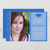 2022年伝統的卒業式（青）のクラス 招待状 (正面/裏面)