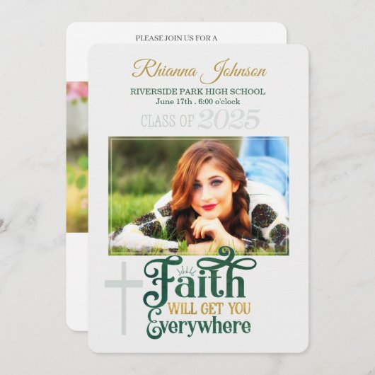 2022年写真の宗教キリスト教卒業クラス 招待状 (正面/裏面)