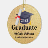 2022年写真の黒と金ゴールドの卒業キャップクラス セラミックオーナメント (左)