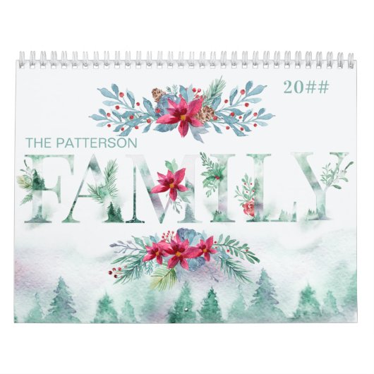 2022年冬の森林2枚/月の家族写真 カレンダー (カバー)